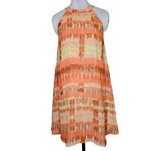 Y2K Betsey Johnson 2 Orange Trapeeze Swing Mini Sun Dress Boho Retro Mid Mod